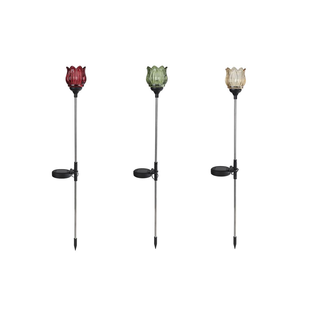 LED Solar Tuinlamp Tulp Glas 9x9x79cm