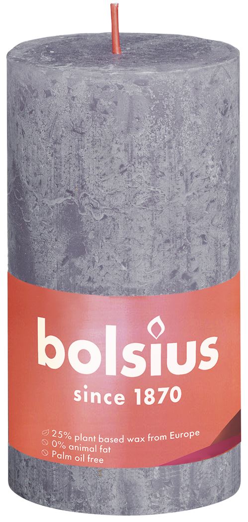 Bolsius Rustiek Stompkaars Shine Collection 130/68 Frosted Lavender-Bevroren