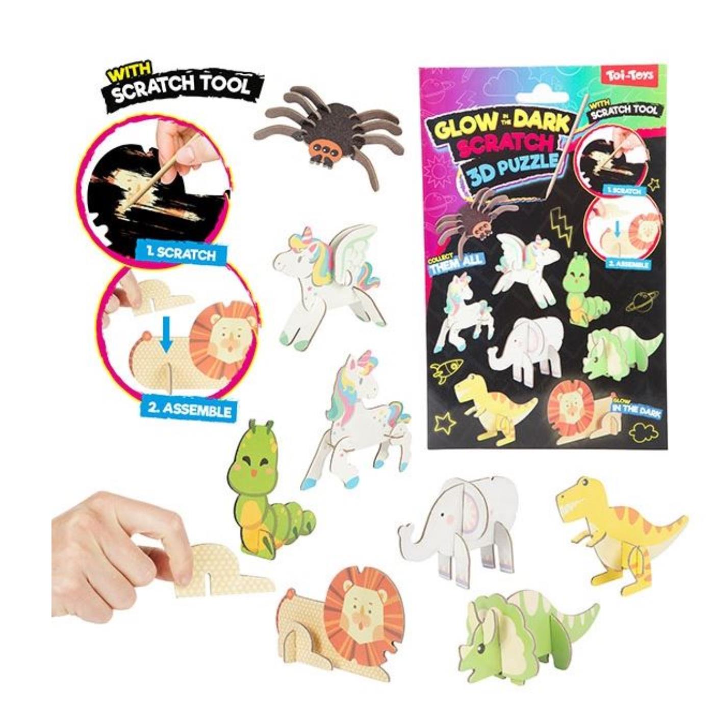 Toi Toys 3D Krasfolie Puzzel Dier Glow In The Dark