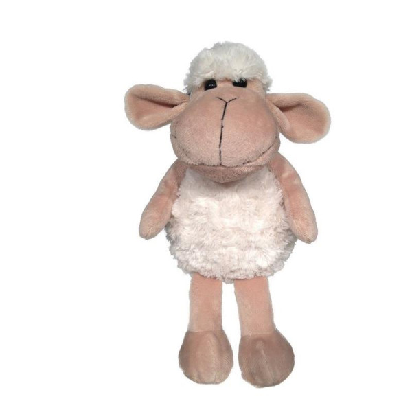 Pluche schaap zittend 30cm met kraalogen