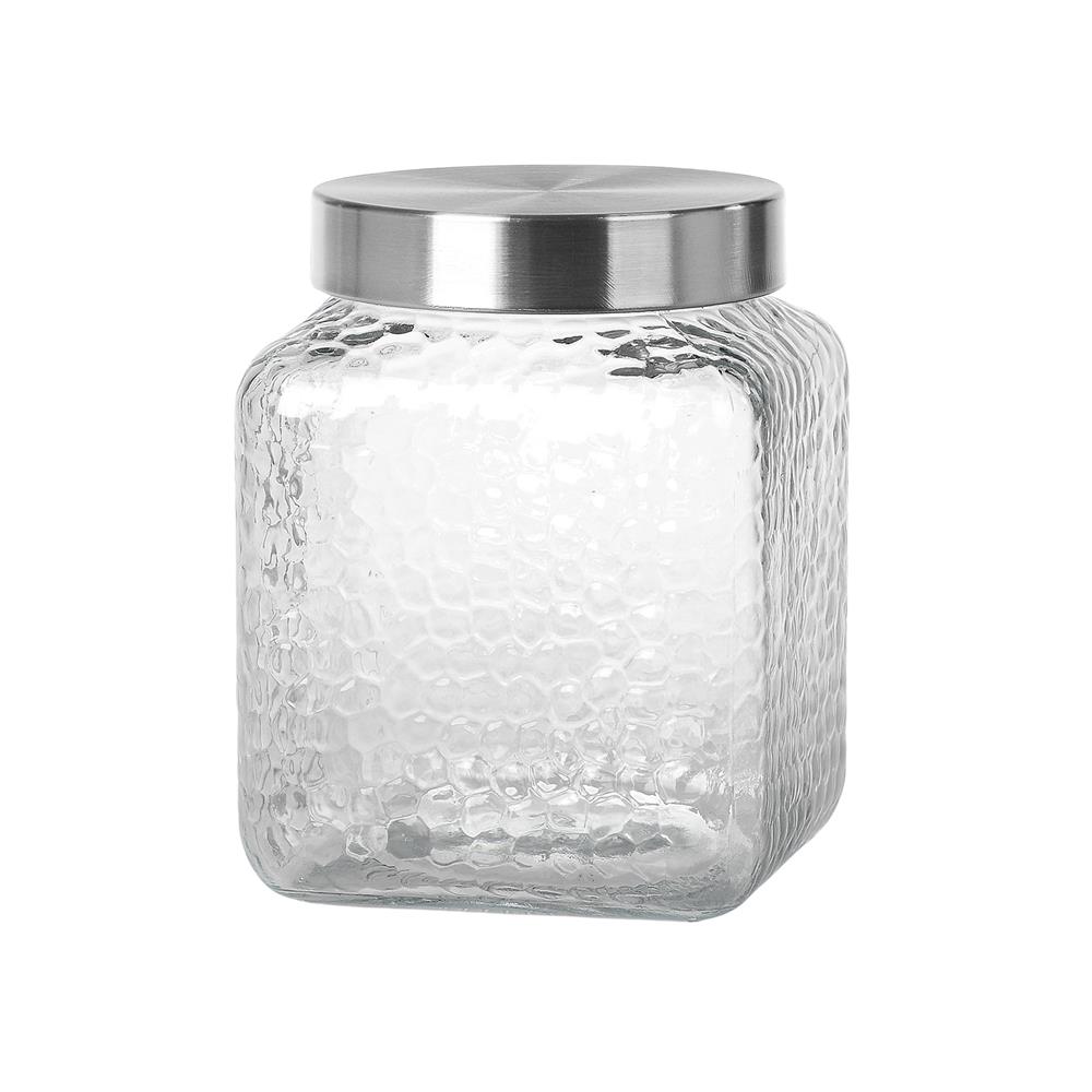 Voorraadpot Glas Vierkant Frosty Relief 1950ml 12,7x12,7x16,5cm