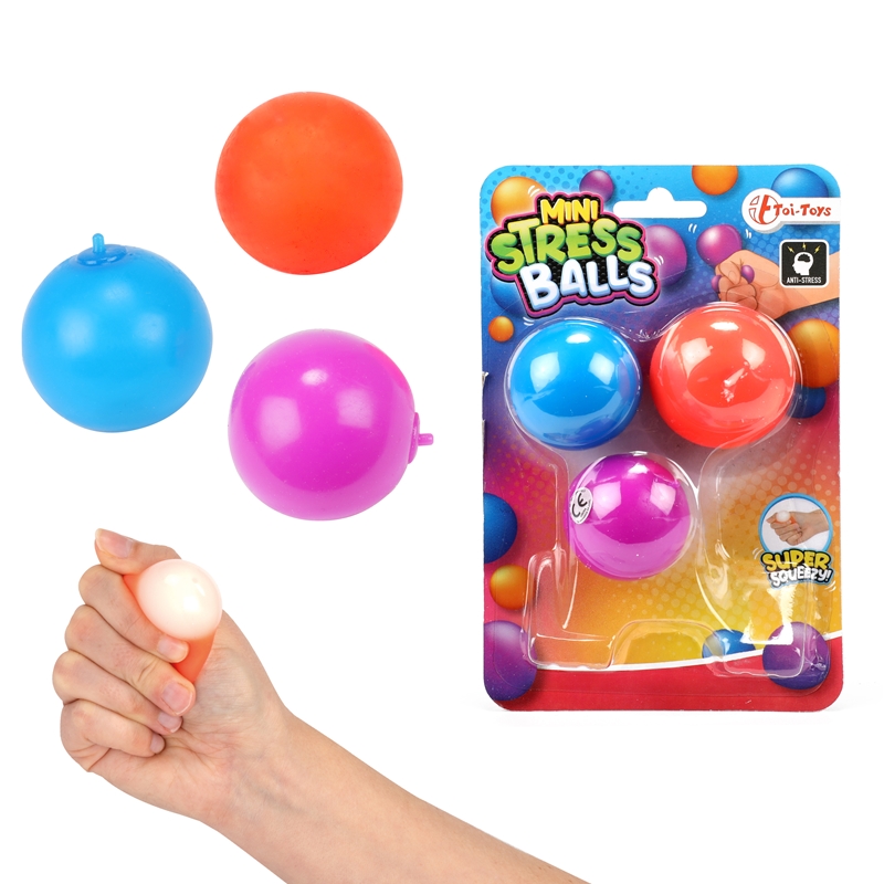 Toi Toys Mini Anti Stressbal ?4cm 3 Stuks Op Kaart