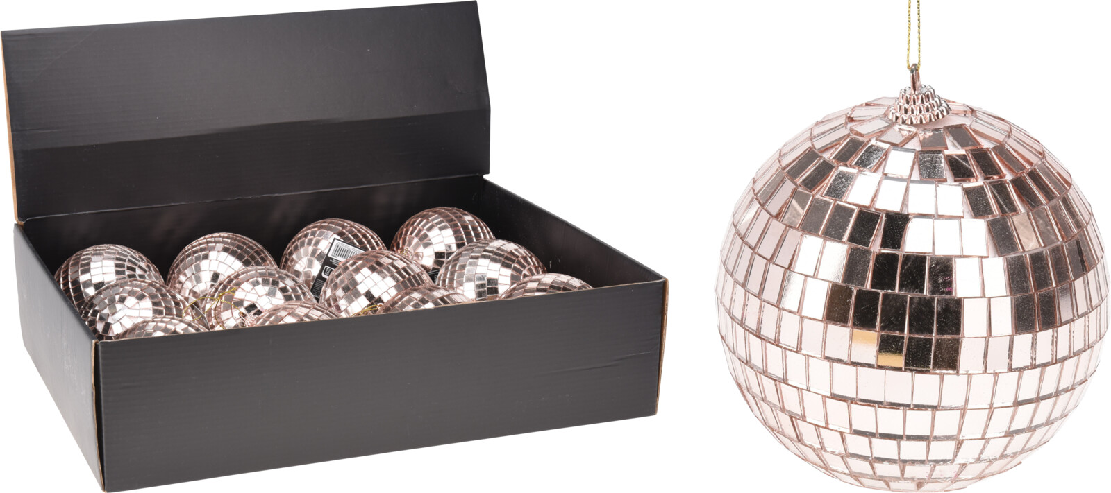 Home & Styling Kerstbal Discobal 12cm Rose Goud