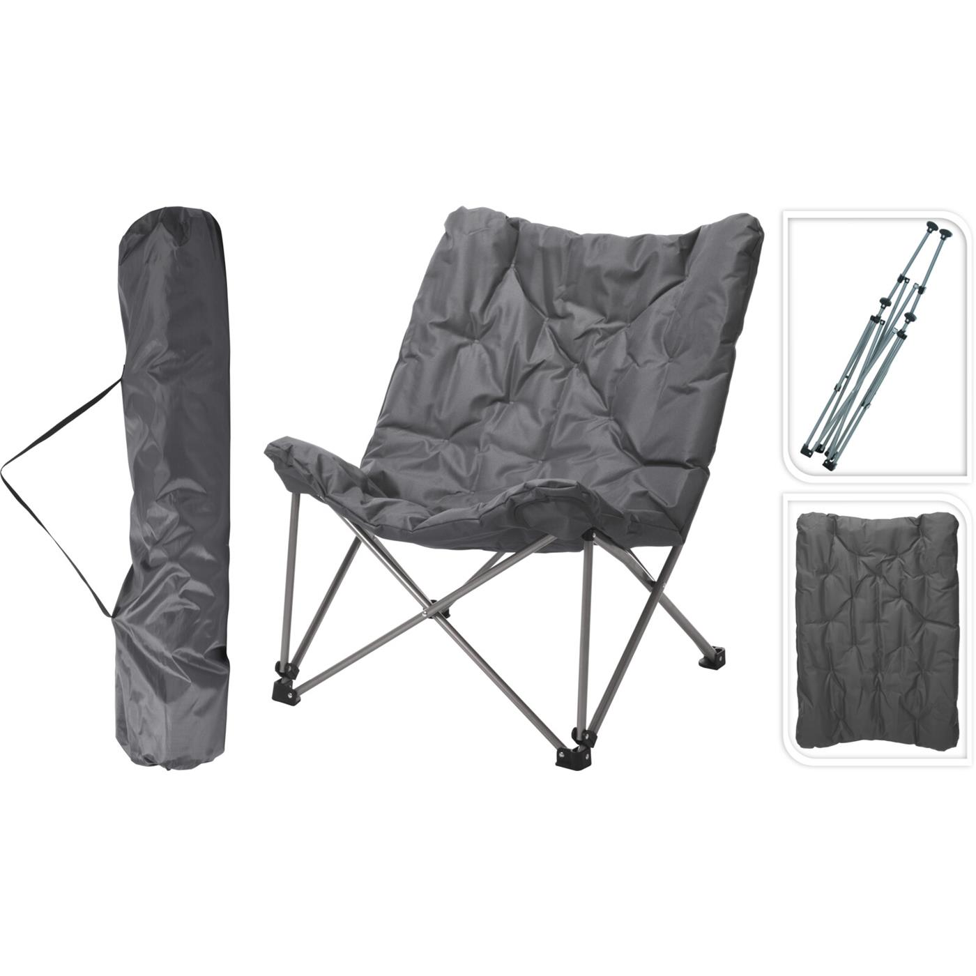 Campingstoel Opvouwbaar Grijs 83x74x91cm Staal/polyester 4,5kg