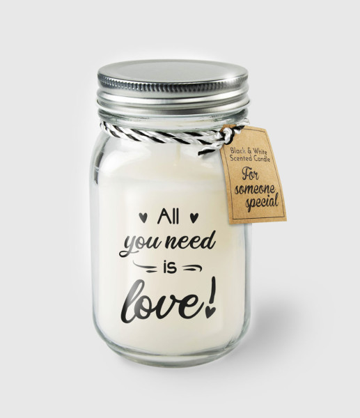 Geurkaars in glas - All you need is love