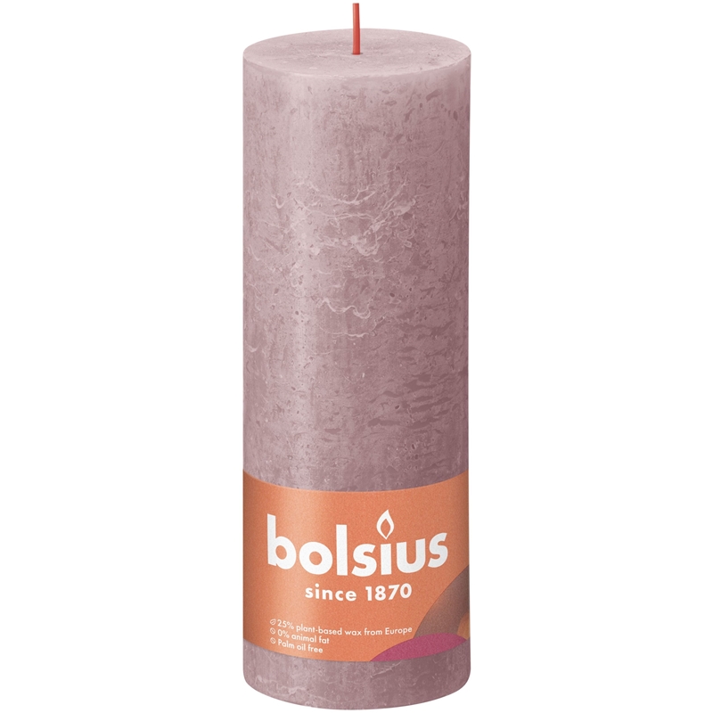 Bolsius Shine Collection<br>
Rustiek Stompkaars 190/68 Ash Rose- Asroze