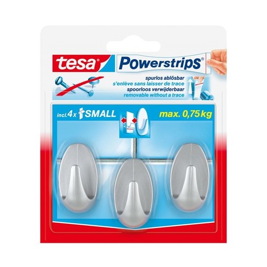 Tesa powerstrips small ovaal mat-chroom