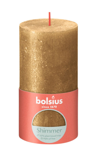 Bolsius Rustiek stompkaars 130/68 goud