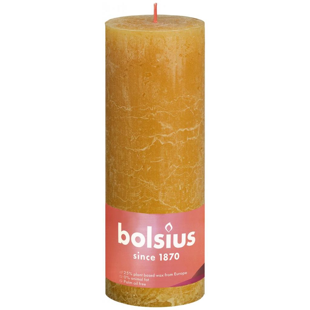 Bolsius Rustiek Stompkaars Shine Collection 190/68 Honeycomb Yellow (