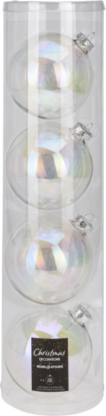 Kerstbal 10cm iriserend koker a 4 glas