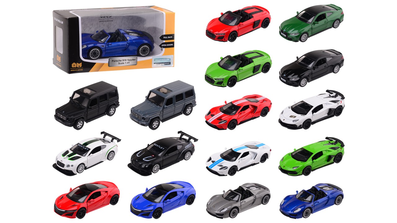 Absolute Motors Licentie Supercar Auto Schaal Circa 1:42- 14x6.5x7cm