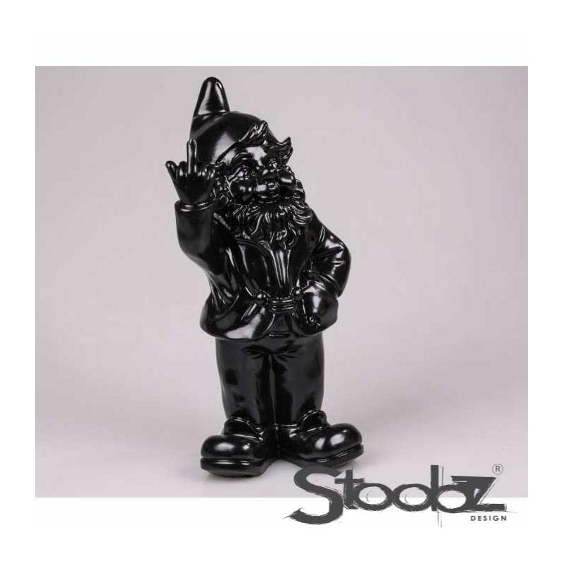 Stoobz Polystone Beeld Kabouter F*ck You Zwart 20cm