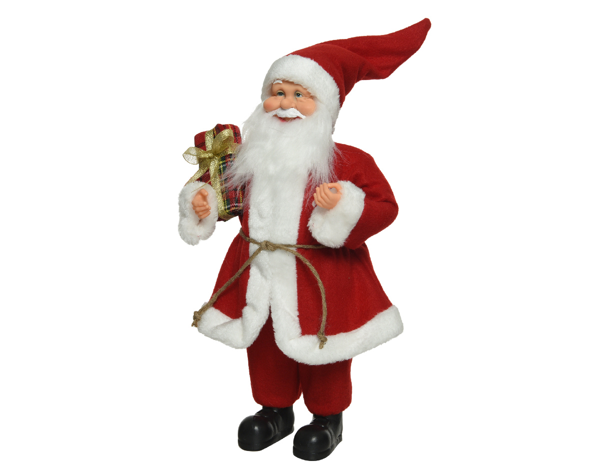 Decoris Beeld Kerstman Rood Polyester 10x20x30cm