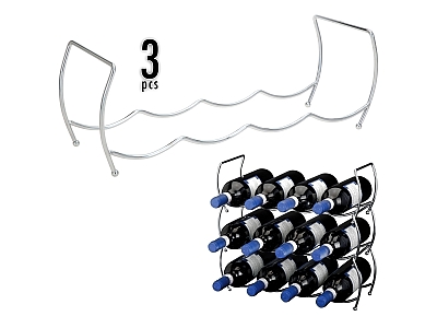 Wijnrek Stapelbaar 3 Stuks 42x16x16cm Ruimte Voor 12 Flessen