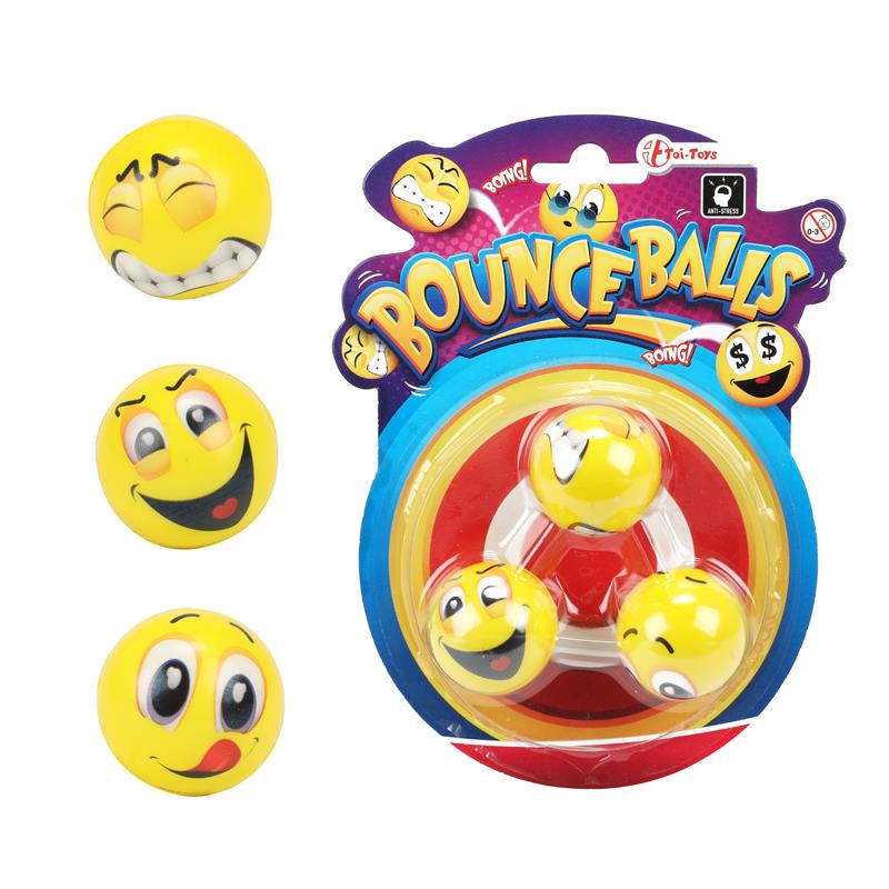 Toi Toys bounce balls Emoticon 3 stuks geel