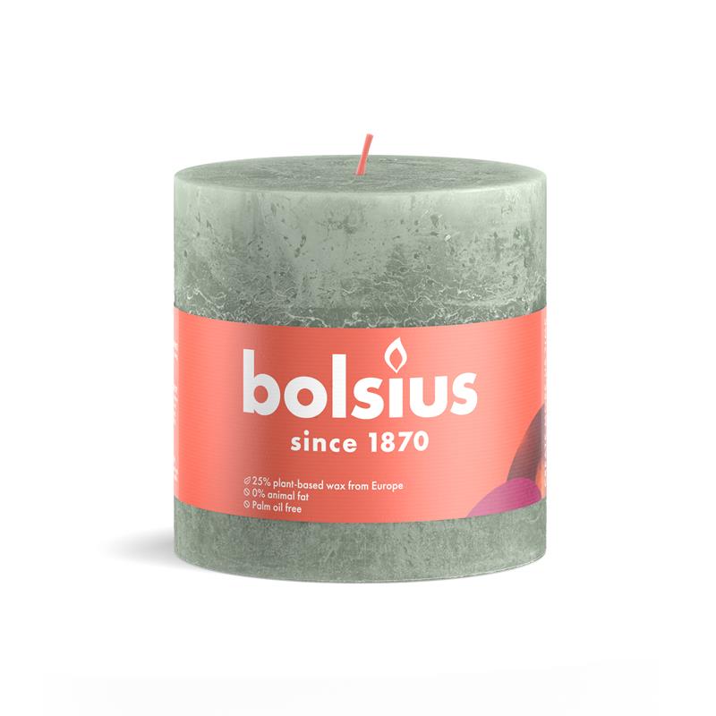 Bolsius Shine Collection Rustiek Stompkaars 100/100 Jade Green -Jadegroen