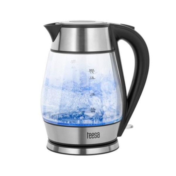 Teesa Waterkoker glas/RVS 1,7L zwart