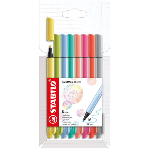 Stabilo PointMax pastel etui a 8 kleuren