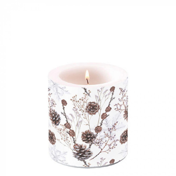 Ambiente Kaars klein Pine cones wit