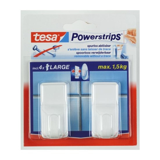 Tesa Plakhaakjes met powerstrips wit