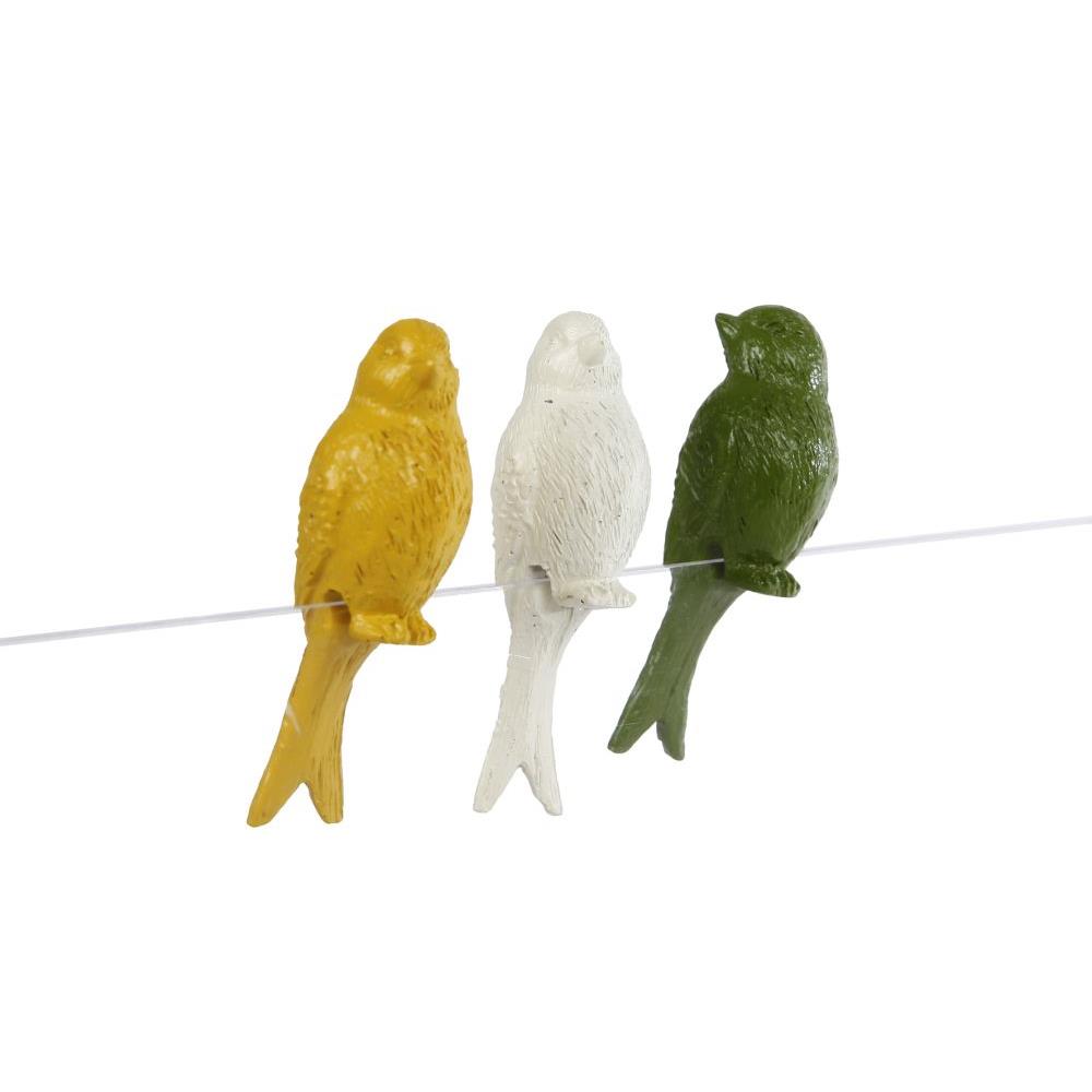 Beeld Zittende Vogel Voor Op Sfeerlicht Wit/groen/geel Polystone 4x3x7cm