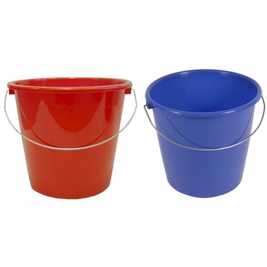 Huishoudemmer 10 Ltr Rood, Blauw Of Groen Met Stalen Hengsel