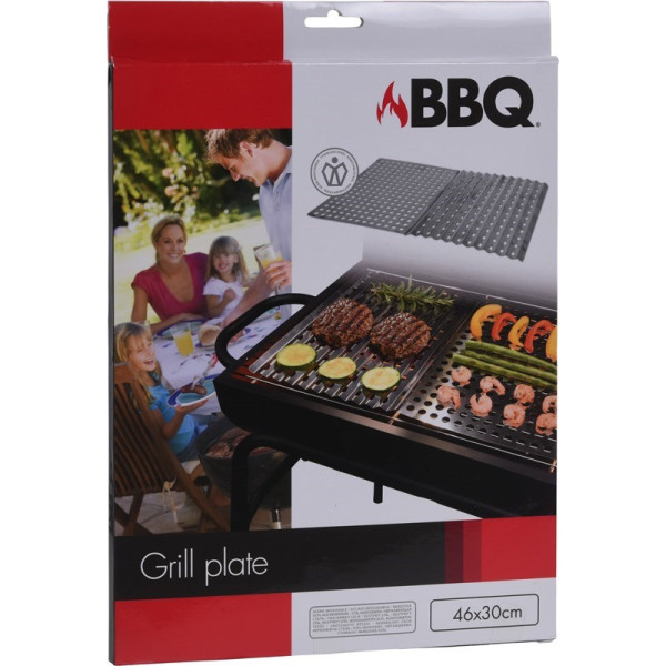 Bbq grill plaat 2 delig rvs 46x30cm