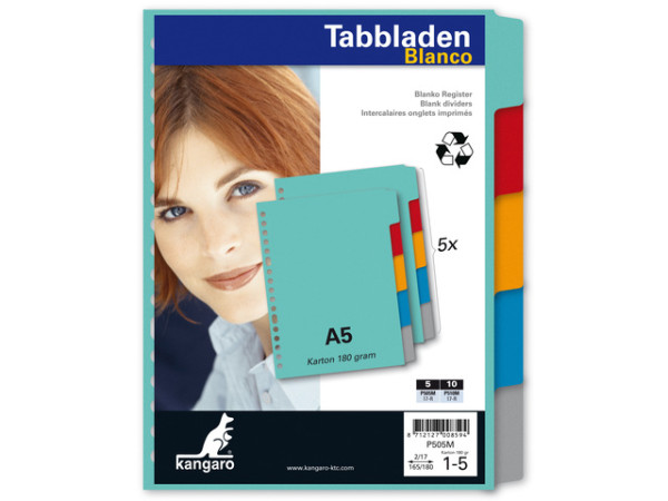 Tabbladen A5 Blanco 17 rings karton