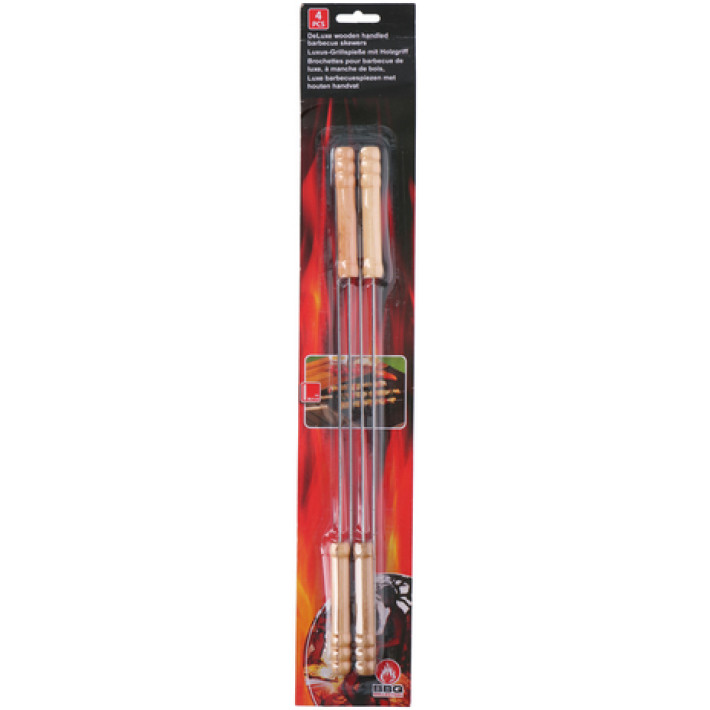 Barbecue Spies Met Houten Handvat 38.5cm Pak A 4 Stuks