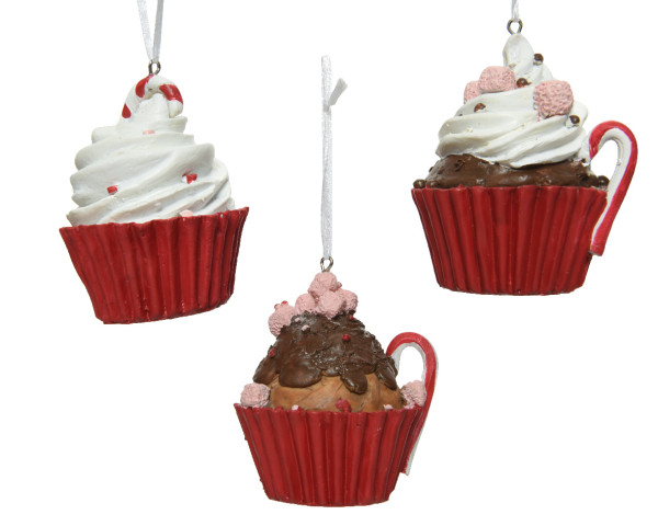 Kersthanger cupcake 9cm polyresin