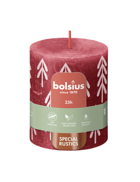 Bolsius printed kaars 80/68 Delicate Red