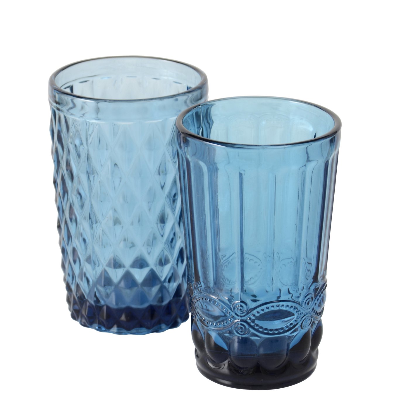 Boltze Home Drinkglas &apos;Aurora&apos; Glas Gekleurde Glas Blauuw Dia8x13cm