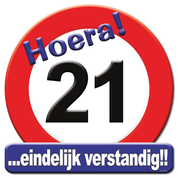 Kroonschild verkeersbord - 21 jaar