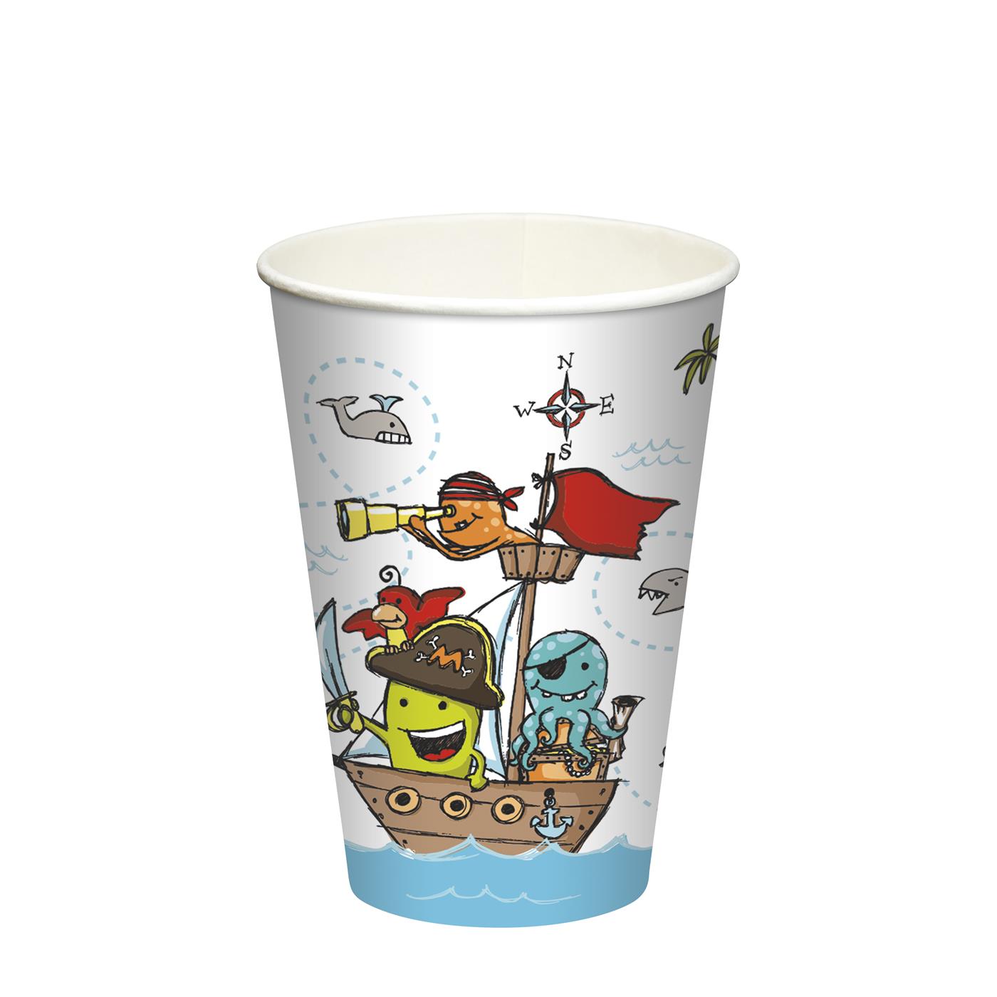 Set A 10 Drinkbekers Pirate Crew Karton 0,2l ?7x9,7cm