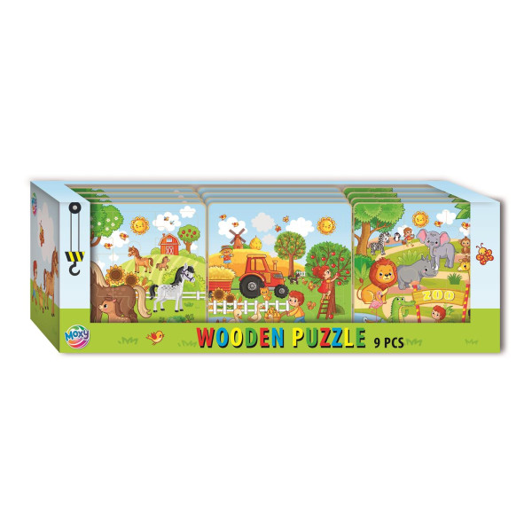 Moxy Houten puzzel 9 stukjes 15x15cm