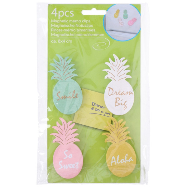 Memo magneet clips ananas 4 stuks