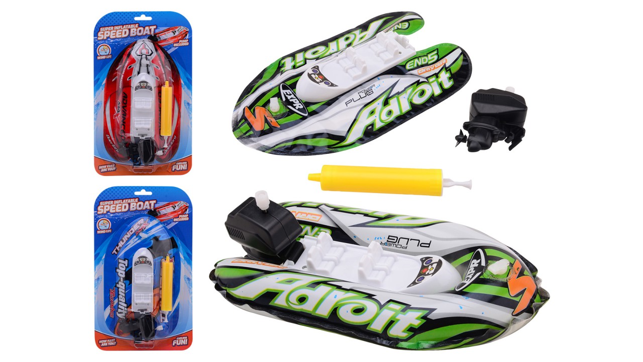 John Toy Opblaasbare Speedboot Met Opwind Motor 17x4x29cm