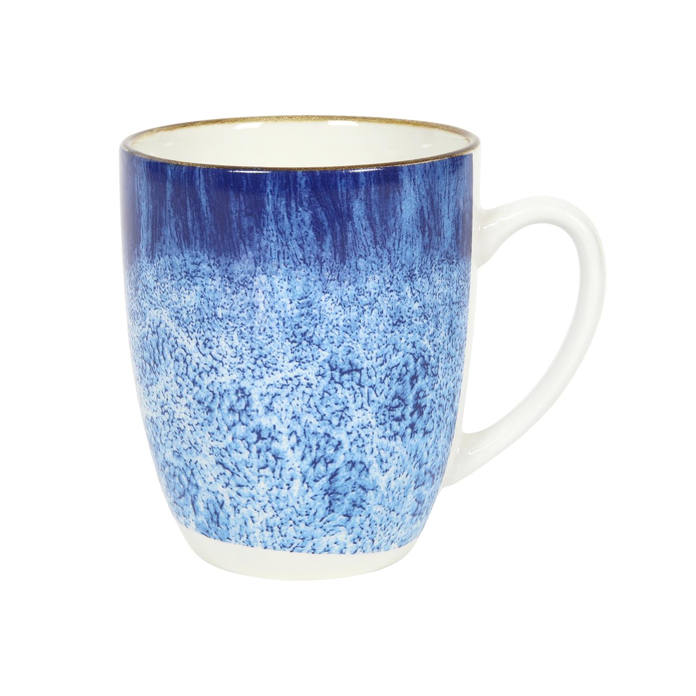 Merkloos Koffiemok 350ml Reactive Glaze Print Blue Doos A 6 Stuks