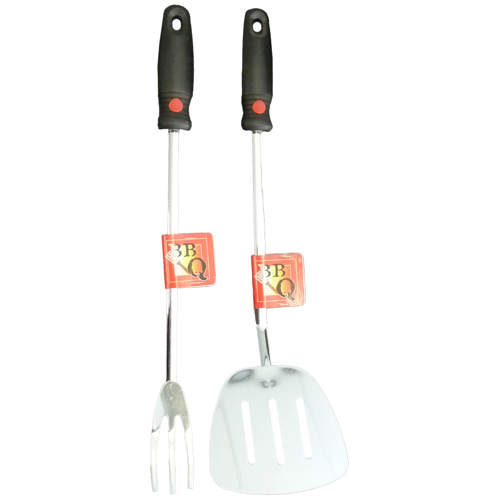 BBQ Barbecuevork- En Spatelset Metaal 45cm<br>