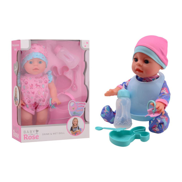 John Toy Baby Rose drink + plaspop 30 cm