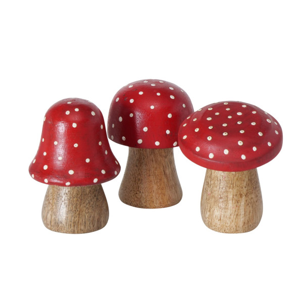 Paddestoel hout rood-wit H7cm