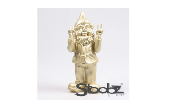 Stoobz kabouter peace goud 13x11x31cm