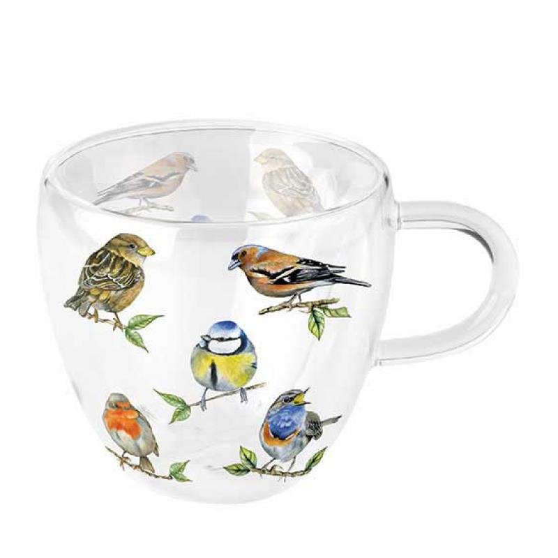 Ambiente Dubbelwandig Glas Bird Species White