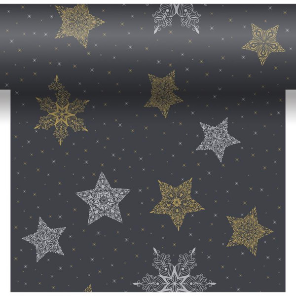 Duni 3-in-1 Snowstars Black 40x480cm