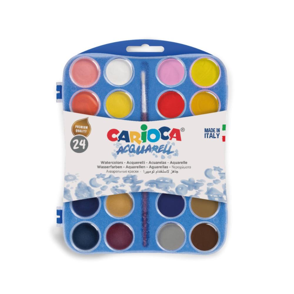 Carioca Waterverf 24 Kleuren Met Kwast ?30mm