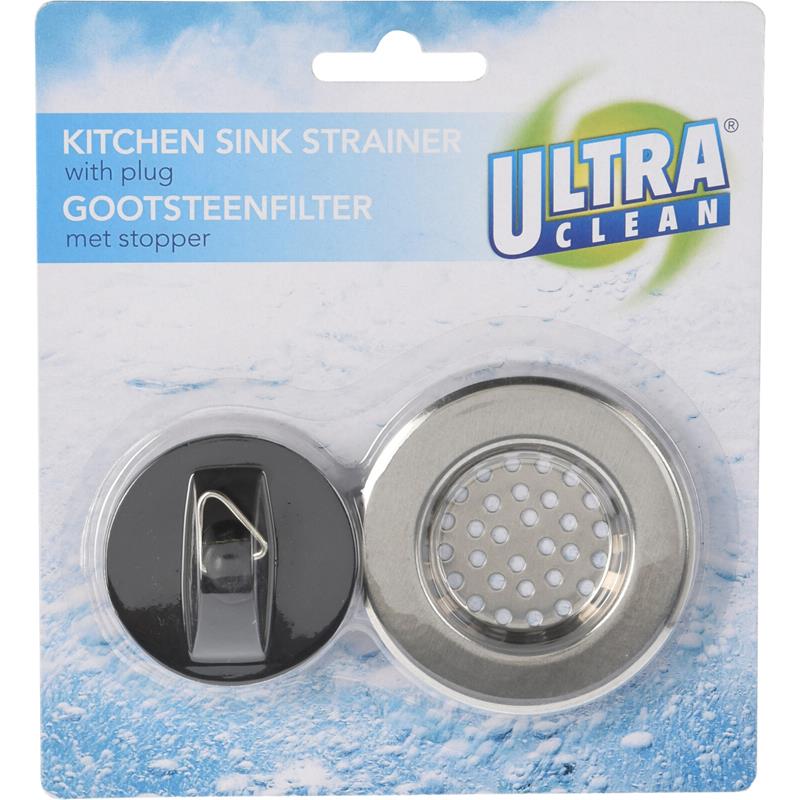 Ultra Clean Gootsteenzeef RVS (dia.6,5) Met Rubber Stopper (4,5cm)