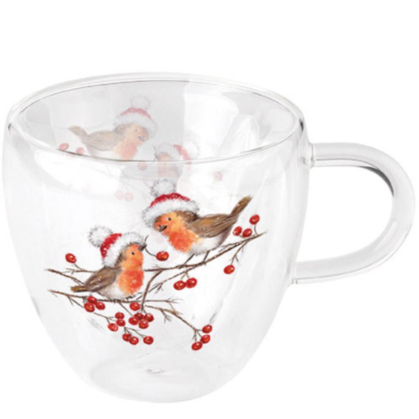 Ambiente Glas 0,2L Christmas robins