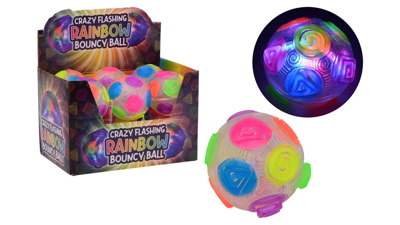 John Toy Crazy Flashing Regenboog Stuiterbal ?8cm