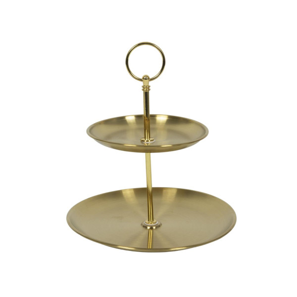 Etagere goud 2-laags rvs Ø14xH20cm