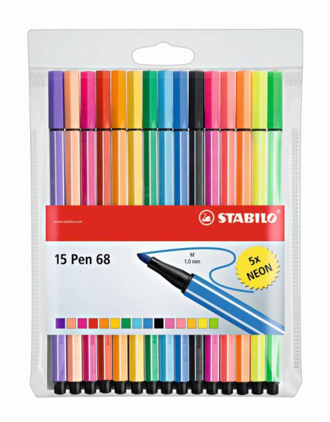 STABILO Pen 68 etui 15 kleuren